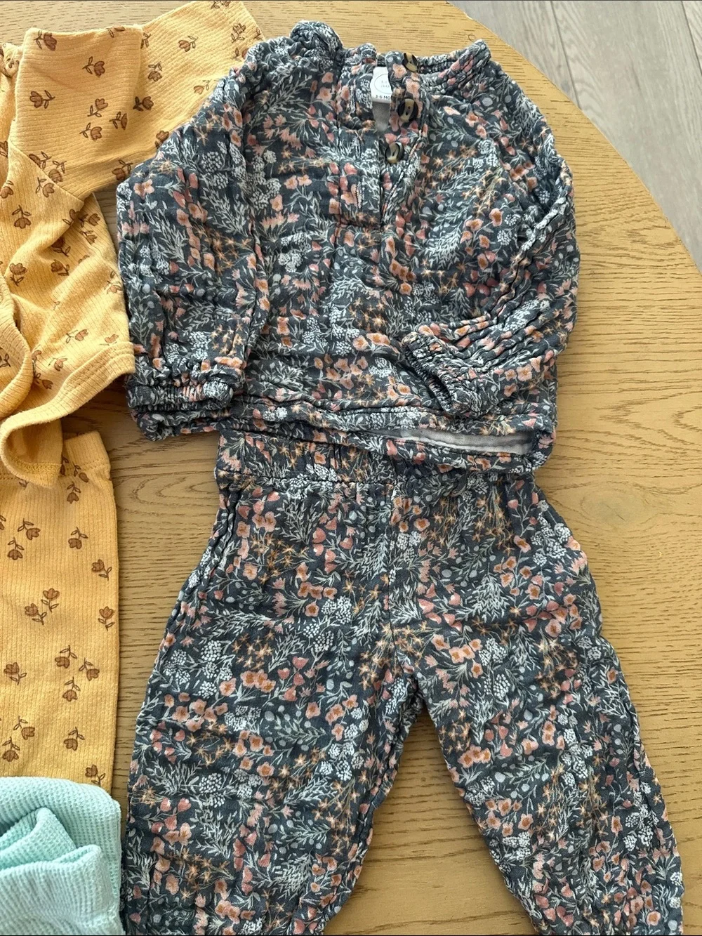 Mixed 4 Baby Outfits Bundle - Mustard Floral, Dusty Rose, Mint & Navy Floral 3/6